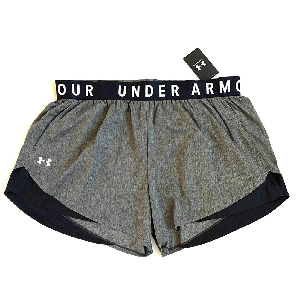 UNDER ARMOUR Shorts Play Up Twist 3.0 Women's PLUS SIZE 3X Gray White Black NWT